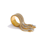 borla anel de dedo ajustável 18k pvd banhado charme de alta qualidade elegante jóias douradas