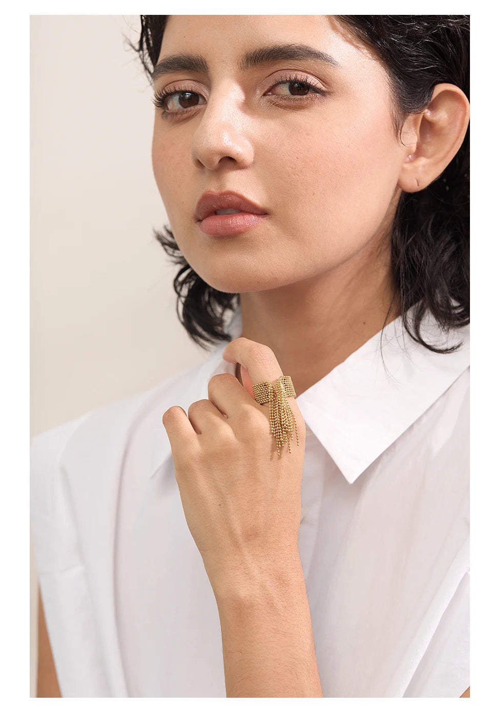 borla anel de dedo ajustável 18k pvd banhado charme de alta qualidade elegante jóias douradas