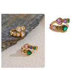 Anel delicado zircônia cúbica coração aço inoxidável cor dourada ajustável moda anel aberto de alta qualidade chique charme joias