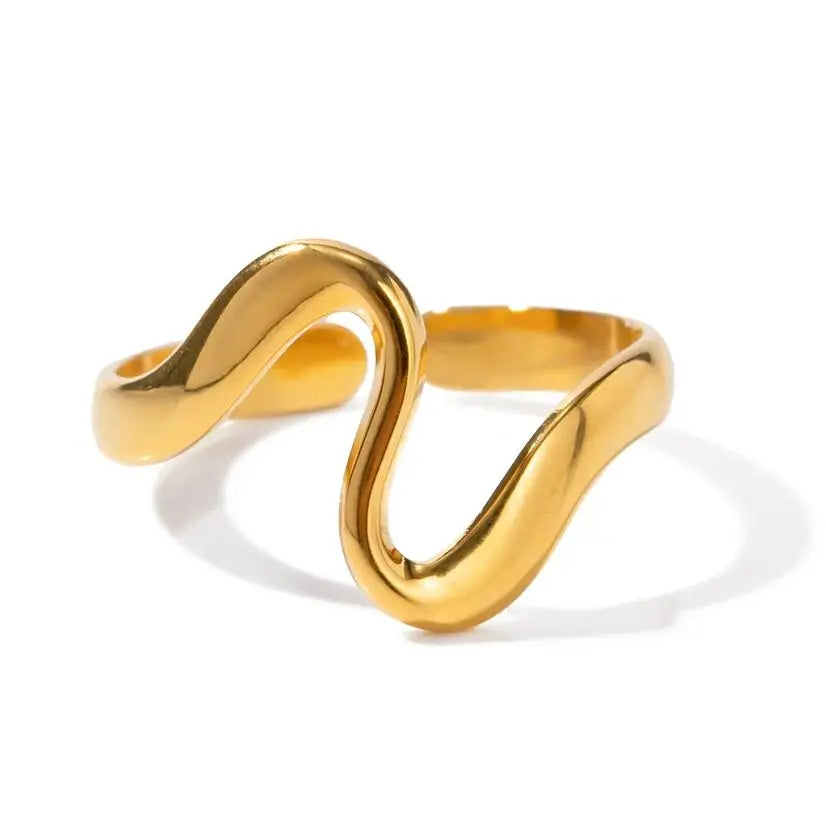 Anel torcido minimalista de aço inoxidável para mulheres, charme metálico personalizado