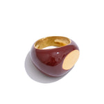 Anel preto esmalte geométrico vermelho