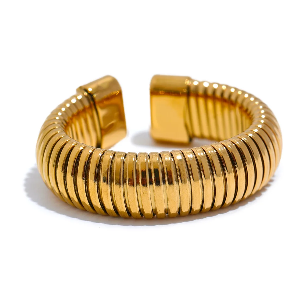 Anel minimalista 18k pvd banhado em ouro clássico