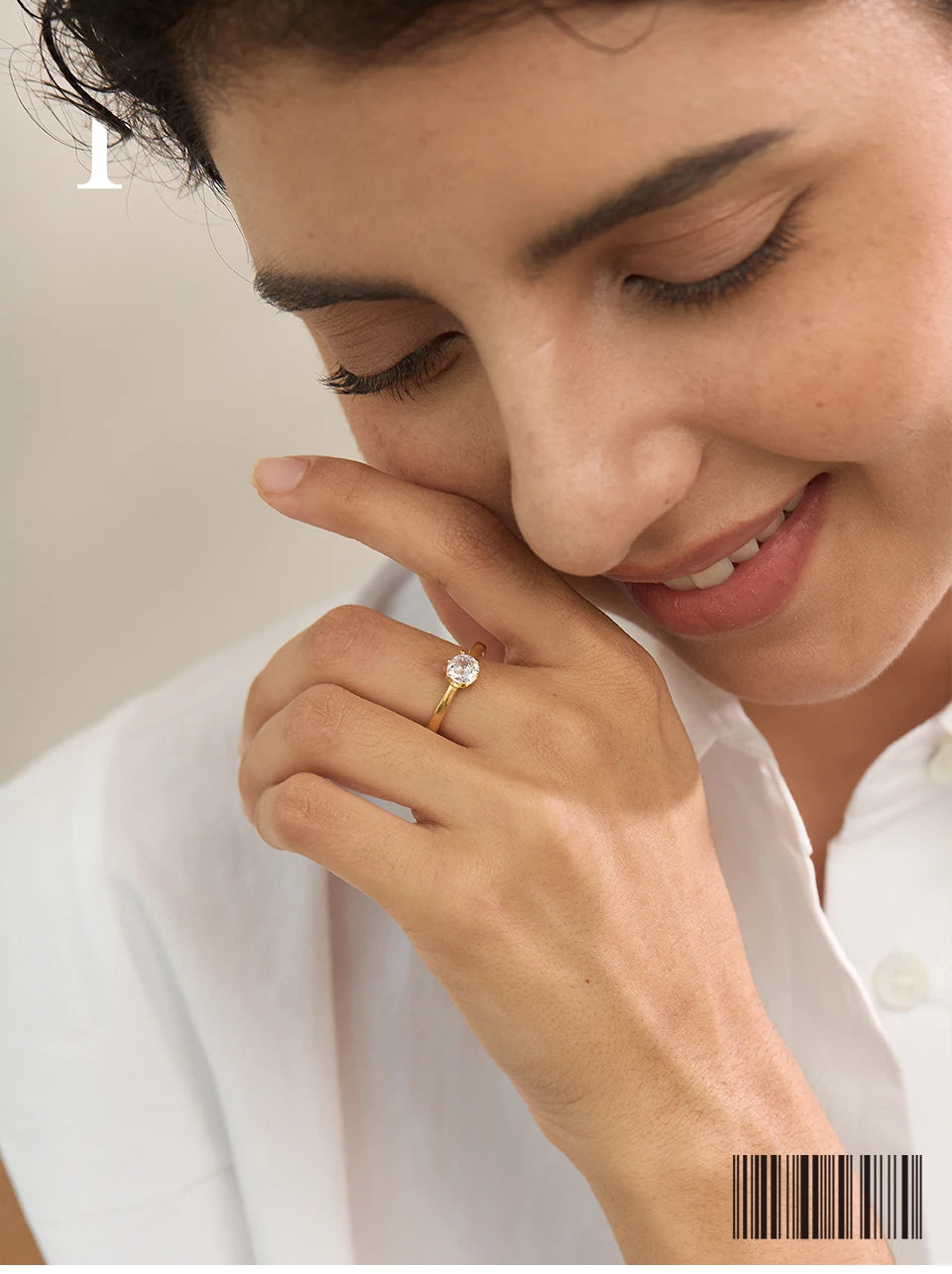 Anel clássico de zircônia cúbica de alta qualidade 18k cor dourada joias charmosas da moda em aço inoxidável