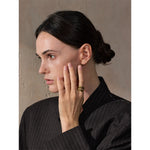 Anel de metal de aço inoxidável, camada dupla geométrica fundida de alta qualidade, textura resistente à água, joias diárias da moda