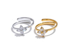 Anel zirconia cúbica flor ajustável