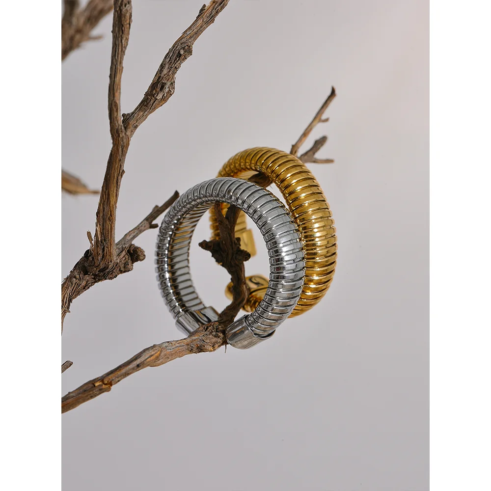 Anel minimalista 18k pvd banhado em ouro clássico