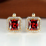 Pedra quadrada verde zircão brincos bonito feminino cristalbrincos cor de ouro pequenos brincos para jóias femininas