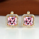 Pedra quadrada verde zircão brincos cor de ouro pequenos brincos para jóias femininas