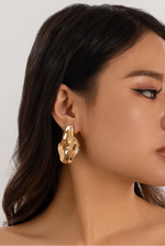 Brincos Plissados De Metal Irregular Para Mulheres, Estética Criativa, Cor Dourada, Piercing Da Orelha, Joias De Festa, Novo