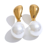 Joias brincos geométricos dourados com pérolas naturais