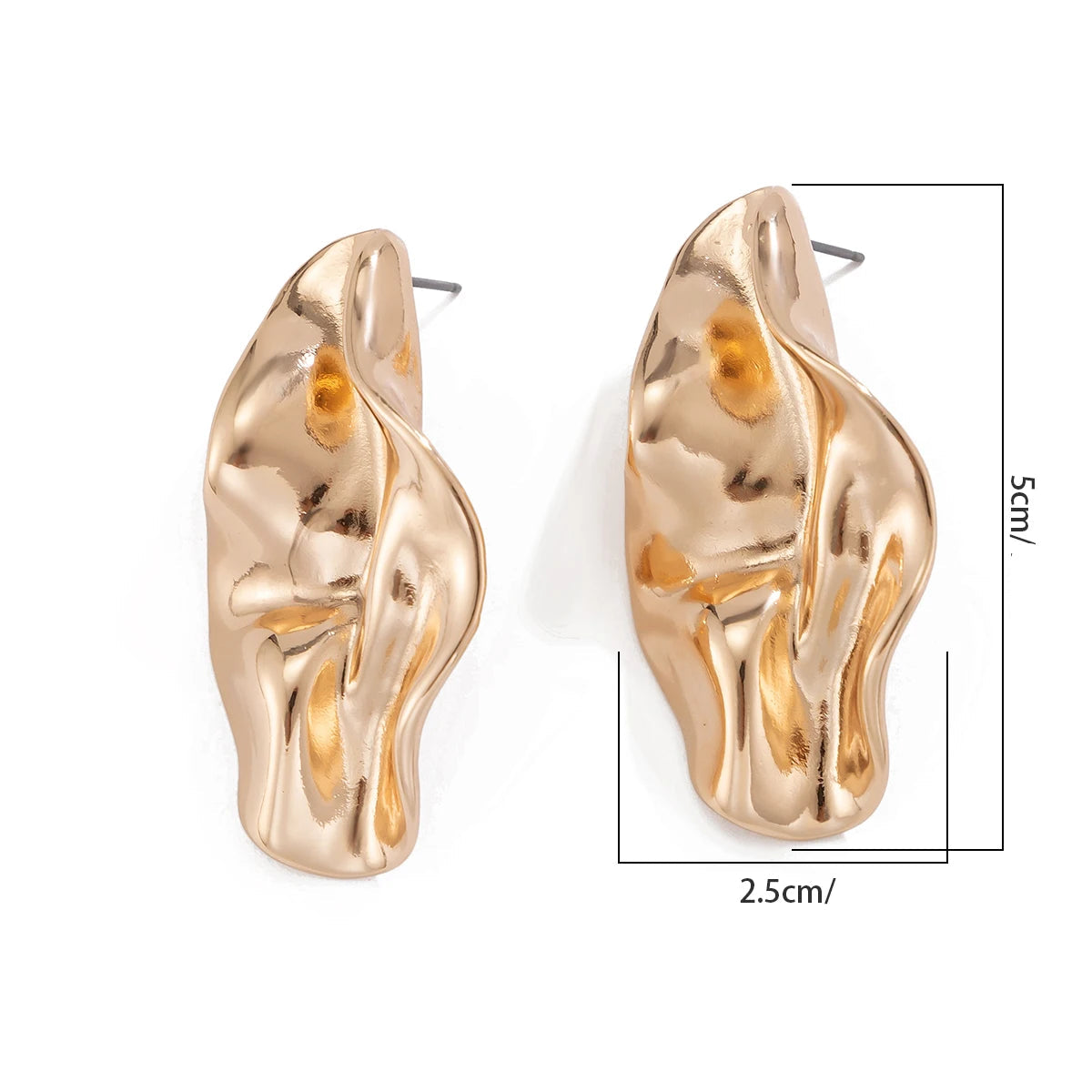 Brincos Plissados De Metal Irregular Para Mulheres, Estética Criativa, Cor Dourada, Piercing Da Orelha, Joias De Festa, Novo