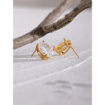 Colar delicado brilhante zircônia cúbica aço inoxidável gota de água pingente colar brincos