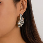 Brincos Plissados De Metal Irregular Para Mulheres, Estética Criativa, Cor Dourada, Piercing Da Orelha, Joias De Festa, Novo