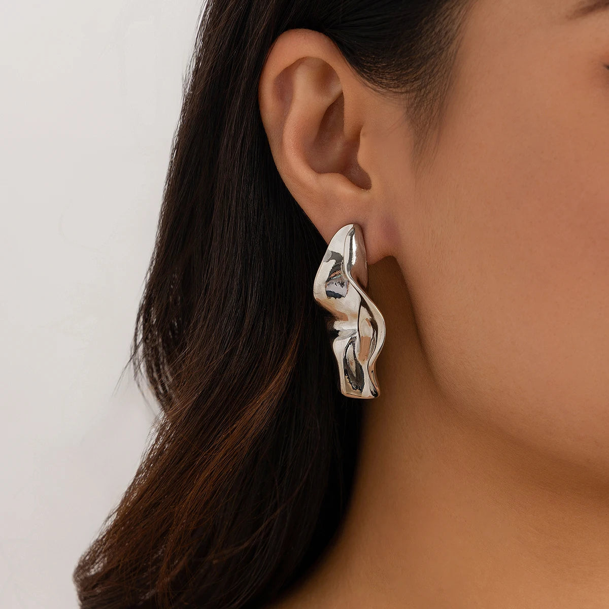 Brincos Plissados De Metal Irregular Para Mulheres, Estética Criativa, Cor Dourada, Joias De Festa, Novo