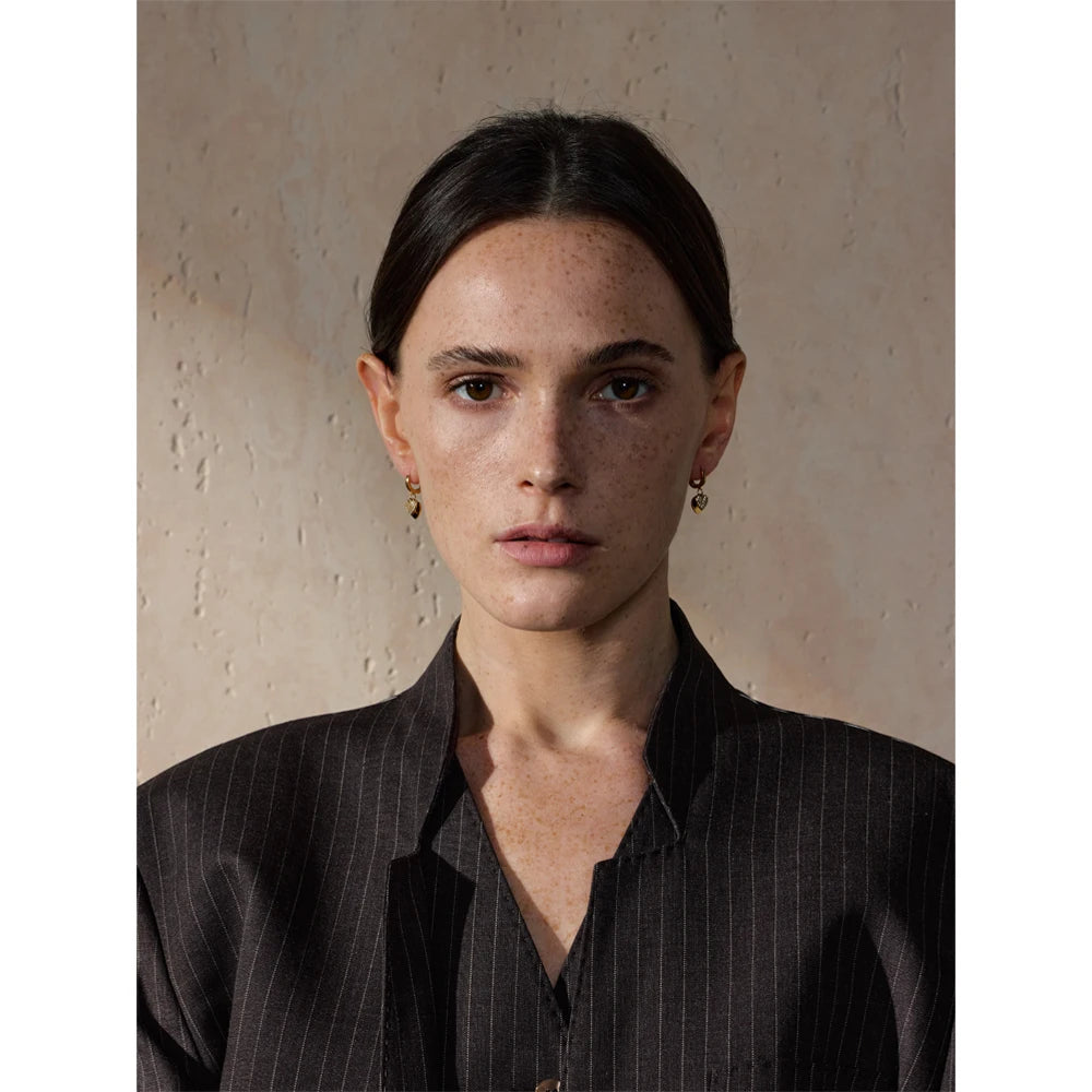 Brincos de argola coração duplo zircônia cúbica