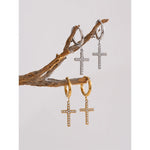 Brincos cruz para mulheres delicado aço inoxidável chique joias presente