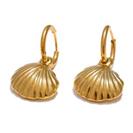 Conjunto de brincos e colar de concha de verão da moda em aço inoxidável cor dourada joias à prova d'água para mulheres