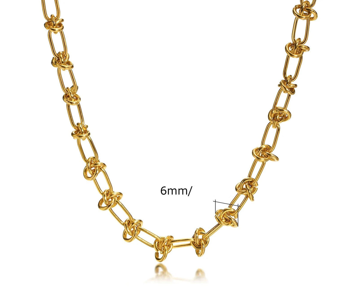 Colar robusto banhado a ouro para mulheres, gargantilha de corrente grossa oval de aço inoxidável joias minimalistas