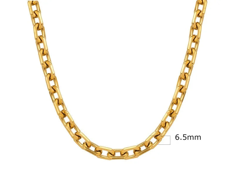Colar robusto banhado a ouro para mulheres, gargantilha de corrente grossa oval de aço inoxidável joias minimalistas