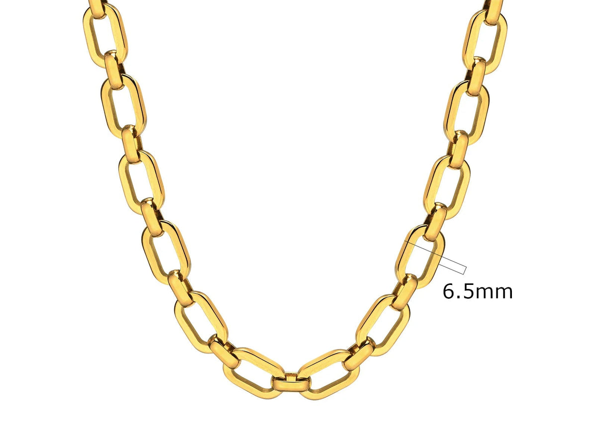 Colar robusto banhado a ouro para mulheres, gargantilha de corrente grossa oval de aço inoxidável joias minimalistas