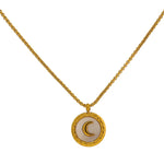 Colar lua natural, feminino, metal cor de ouro corrente