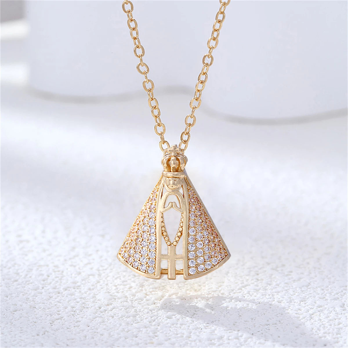 colar cruz virgem maria pingente