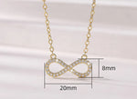 colar de correntes para mulheres, pingente figura do infinito 8 combrilhante, cor dourada, joias da moda feminina