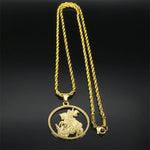 Colar de Pingente para Mulheres Aço Inoxidável, Jóias Religiosas São Jorge