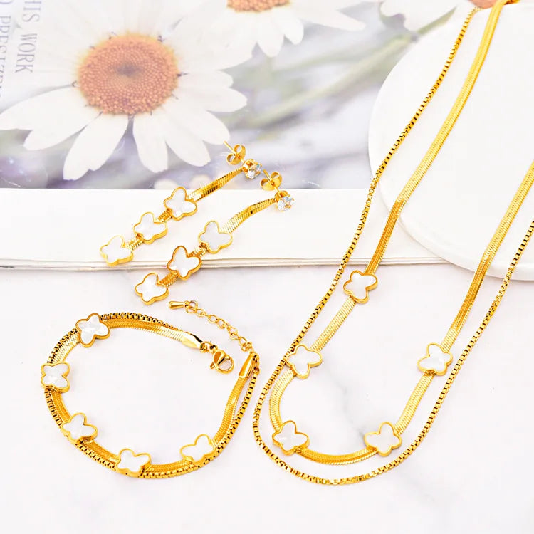 conjunto borboletas colar/pulseira/brinco