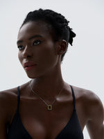 colar quadrado oco dupla camada sobreposição pingente colar zircônia