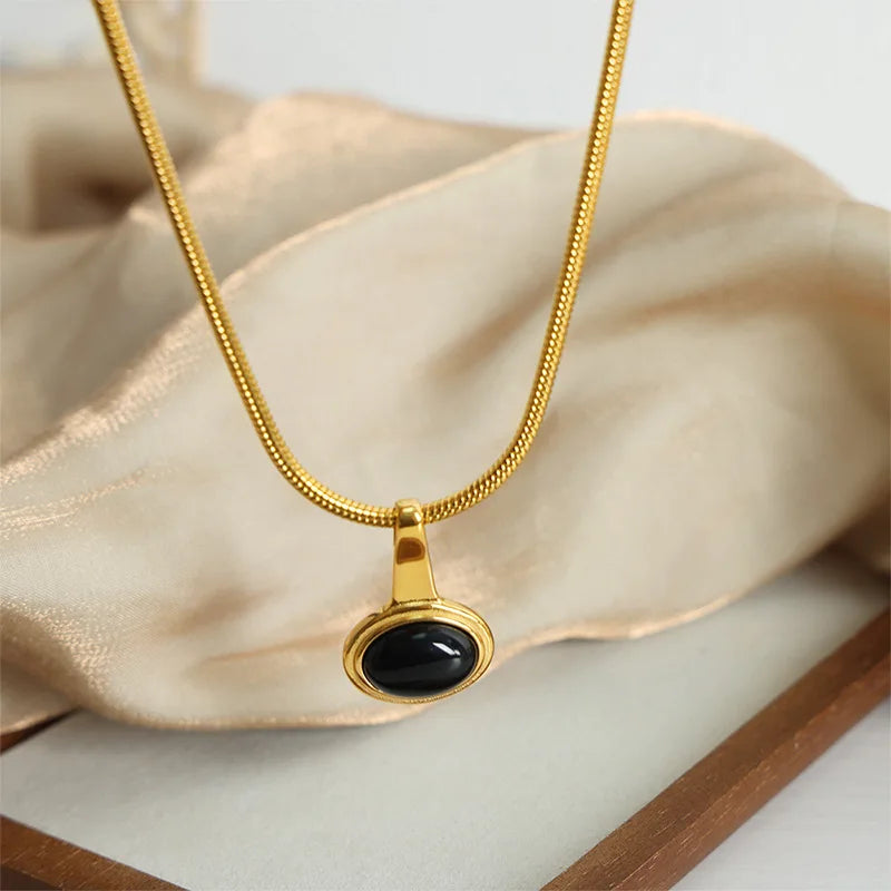 Colar de corrente feminina preto pingente de contas de vidro menina colar estético acessórios de jóias neogóticas