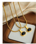 Colar de corrente de osso de cobra de aço inoxidável feminino preto pingente de contas de vidro menina colar estético acessórios de jóias neogóticas