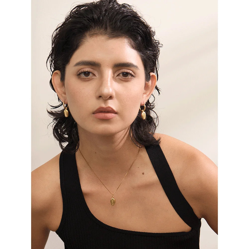 Brincos de argola e colar conjunto de joias da moda feminina, prevenção de alergias à prova d'água