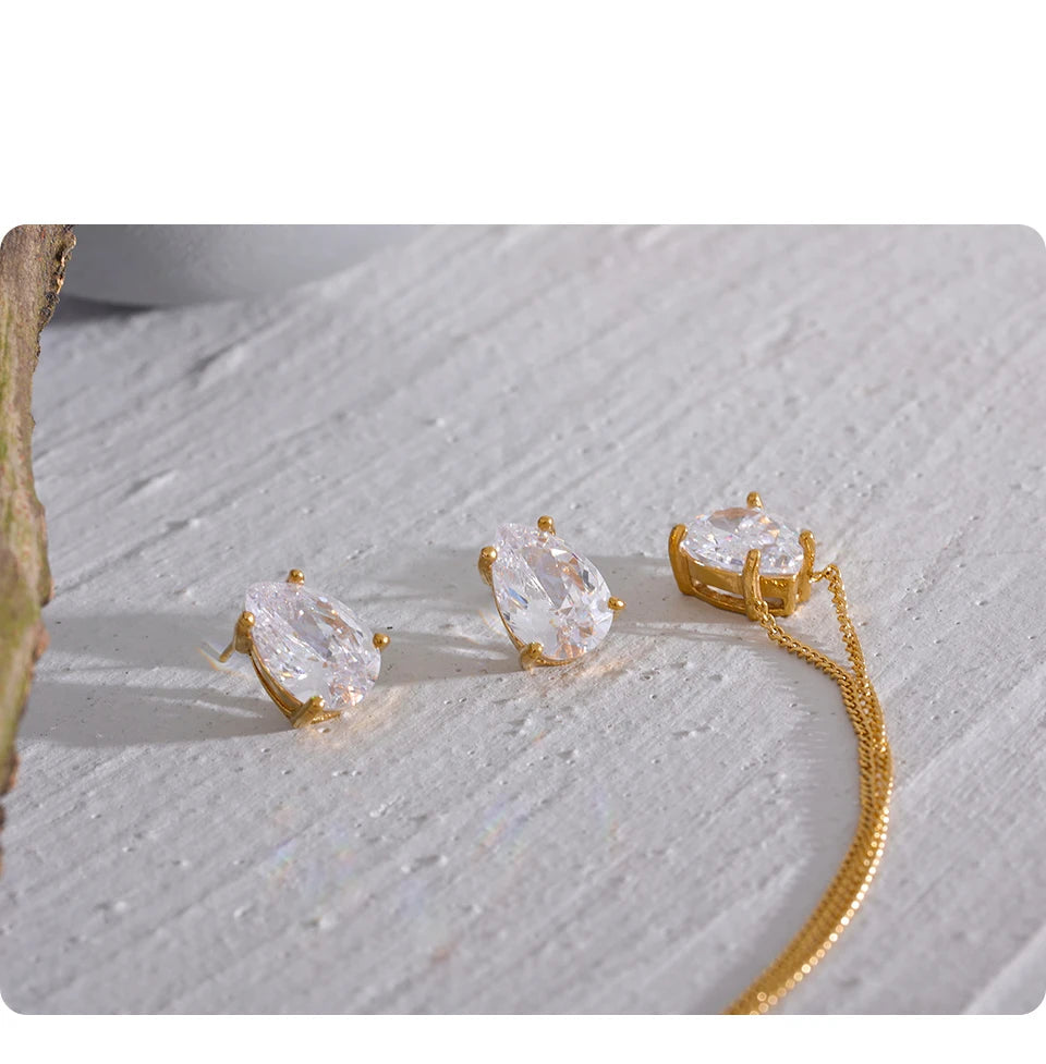 Colar e Brincos Gotas Brilhantes