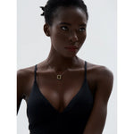 colar quadrado oco dupla camada sobreposição pingente colar zircônia cúbica