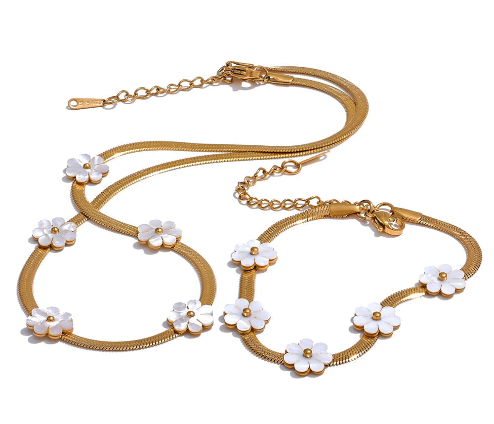 Colar flor corrente colar pulseira conjunto