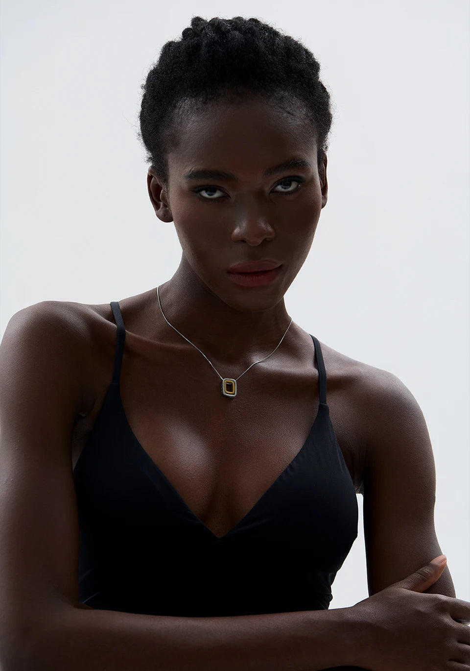 colar quadrado oco dupla camada sobreposição pingente colar zircônia cúbica