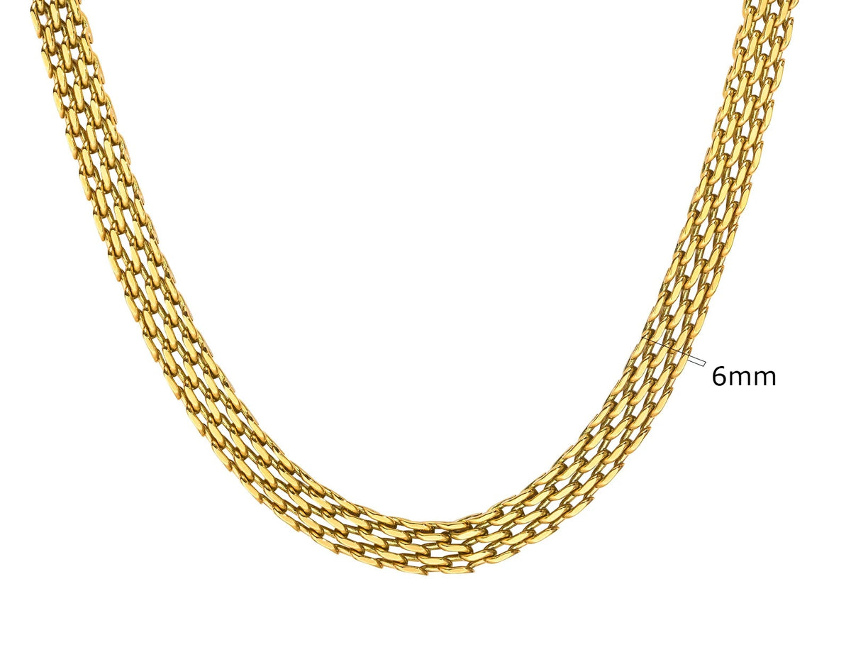 Colar robusto banhado a ouro para mulheres, gargantilha de corrente grossa oval de aço inoxidável joias minimalistas