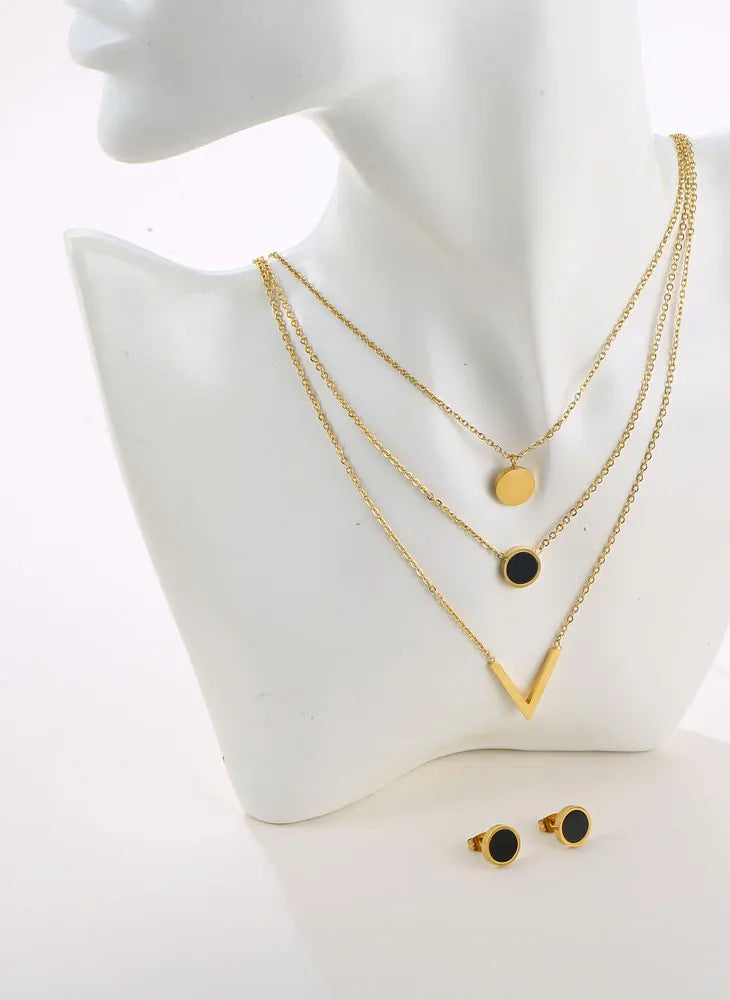 Colar geometrico dourado Preto