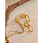 Brincos de argola e Colar conjunto de joias da moda feminina, prevenção de alergias à prova d'água