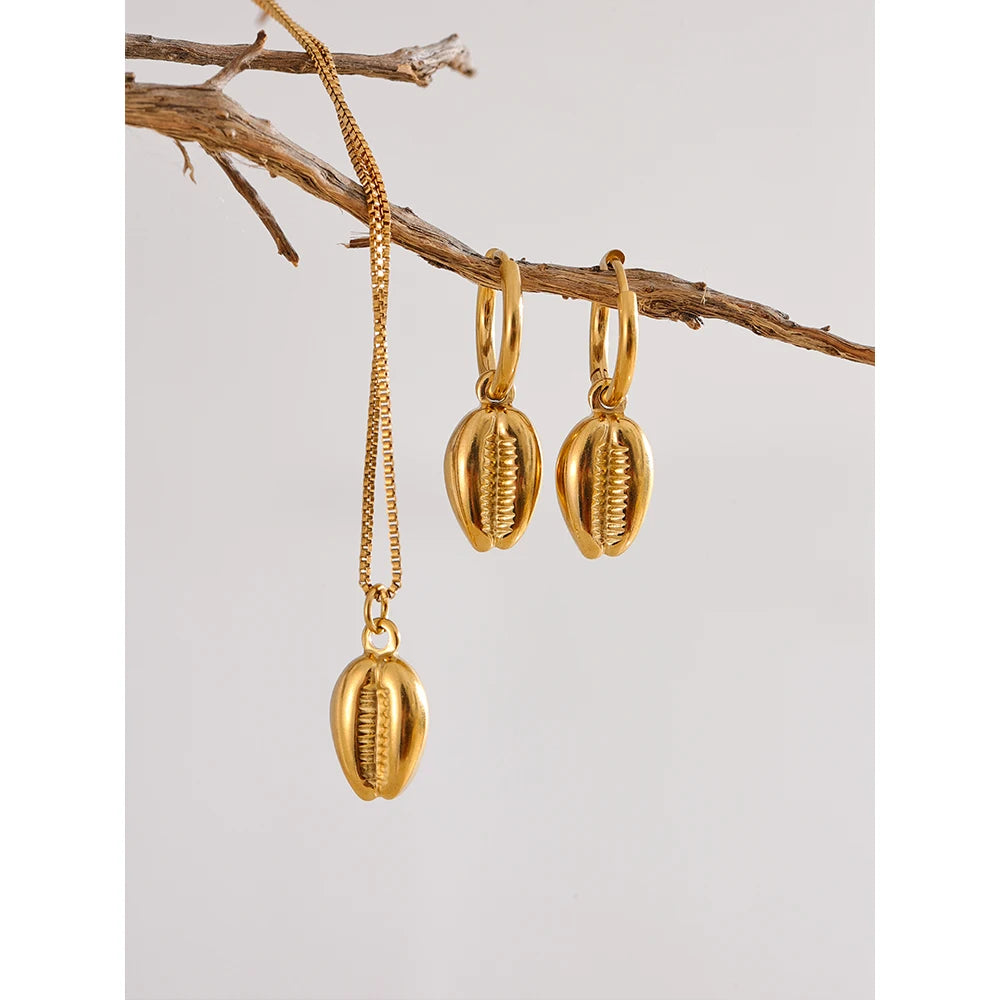 Brincos de argola colar conjunto de joias da moda feminina, prevenção de alergias e à prova d'água