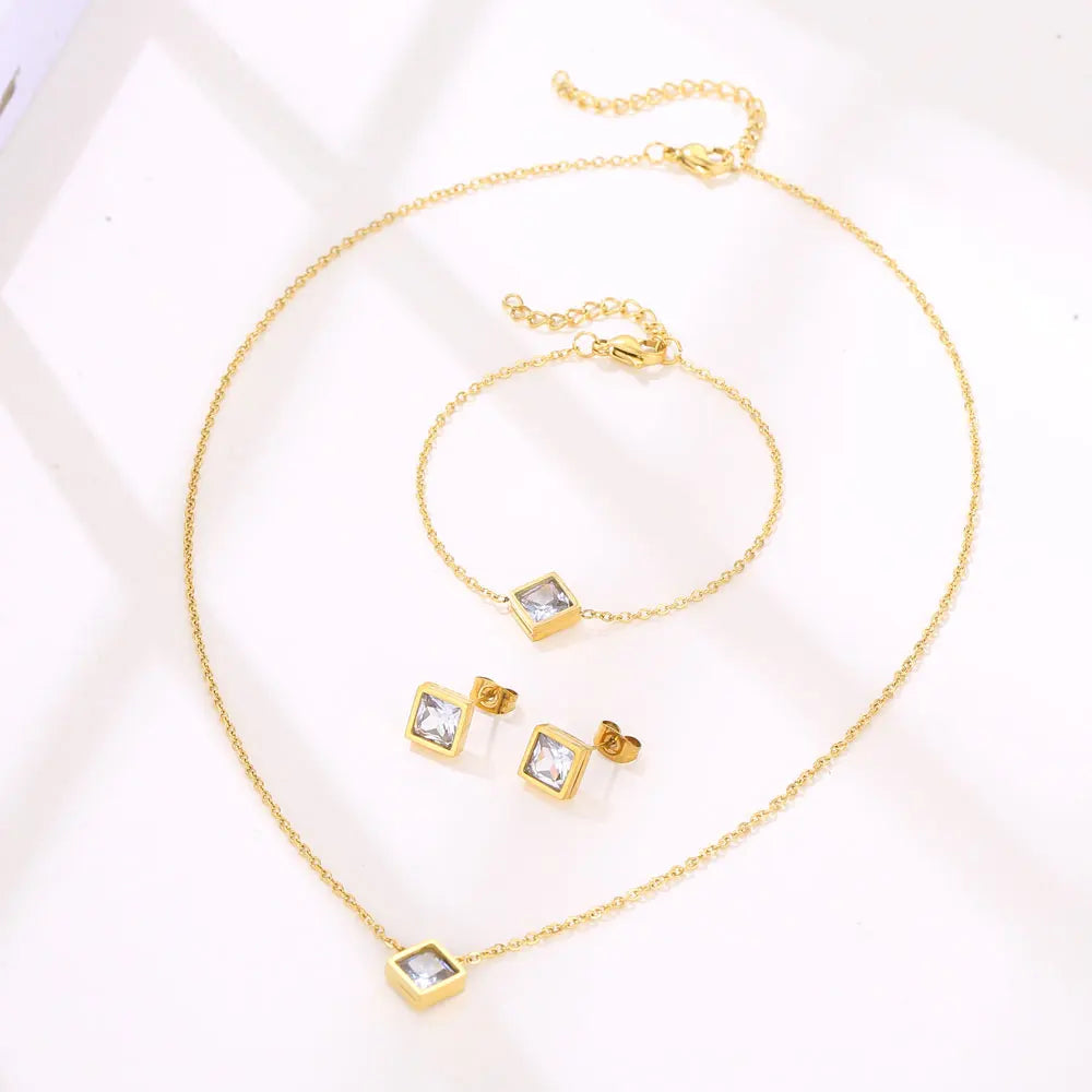 Colar e pulseira geometrico dourado