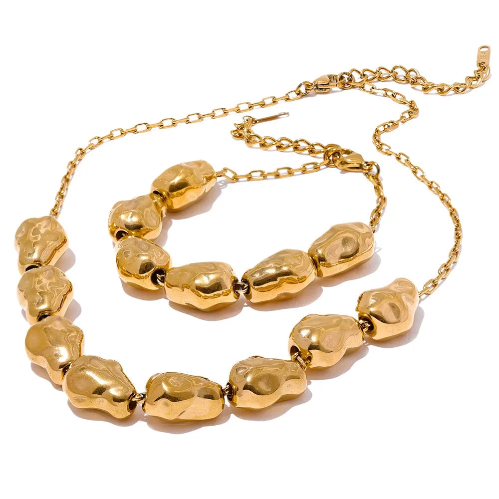 conjunto de pulseira de colar dourado