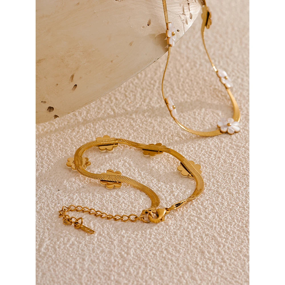 Colar flor e pulseira conjunto moda joias