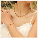 Colar robusto banhado a ouro para mulheres, gargantilha de corrente grossa oval de aço inoxidável joias minimalistas