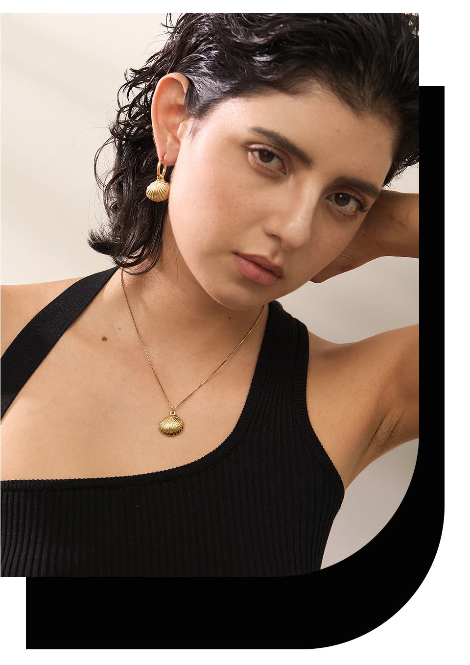 Conjunto de brincos e colar de concha de verão da moda em aço inoxidável cor dourada joias à prova d'água para mulheres