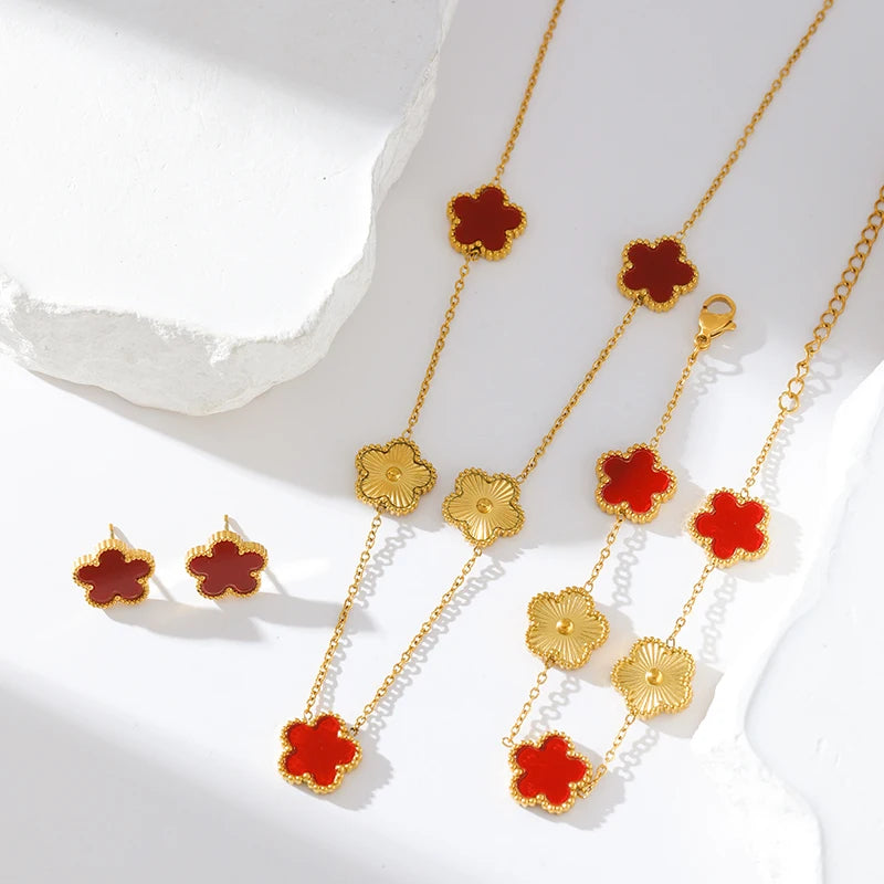 Conjunto de Joias Flor de Ameixa