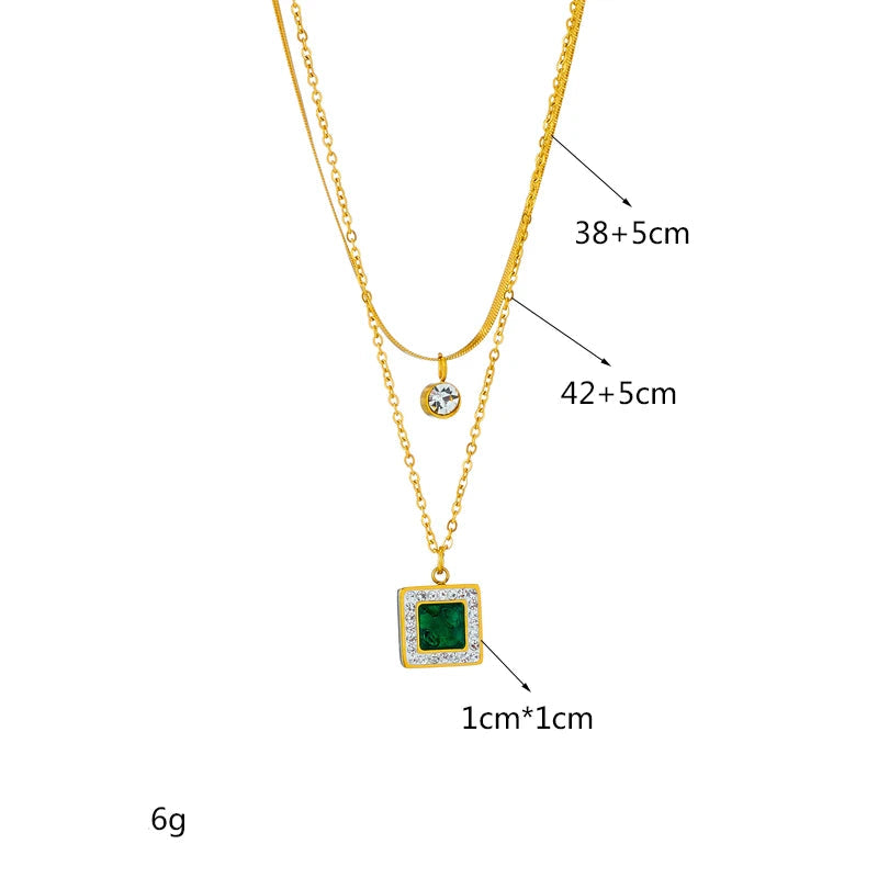 Colar e Pulseiras para Mulheres, Nova Tendência, Conjunto de Jóias Não-desbotamento, Presente Quadrado, 316L