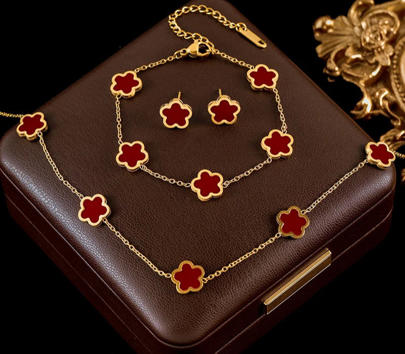 Conjunto Flor de Ameixa Cinco Pétalas