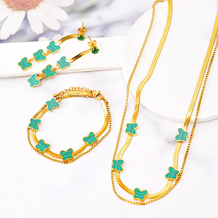 colar/pulseira/brinco conjunto feminino jóias borboletas